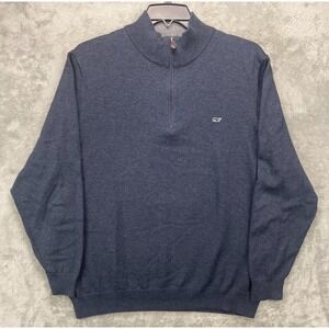 Vineyard Vines Men's Pullover Sweater XL Heather Navy Long Sleeve 1/4 Zip